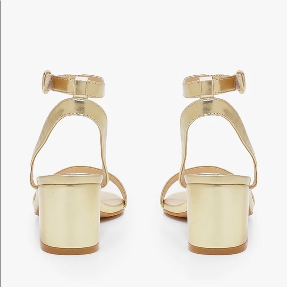 Gold Metallic Basic Low Block Barely There Heels - Picture 3 of 4